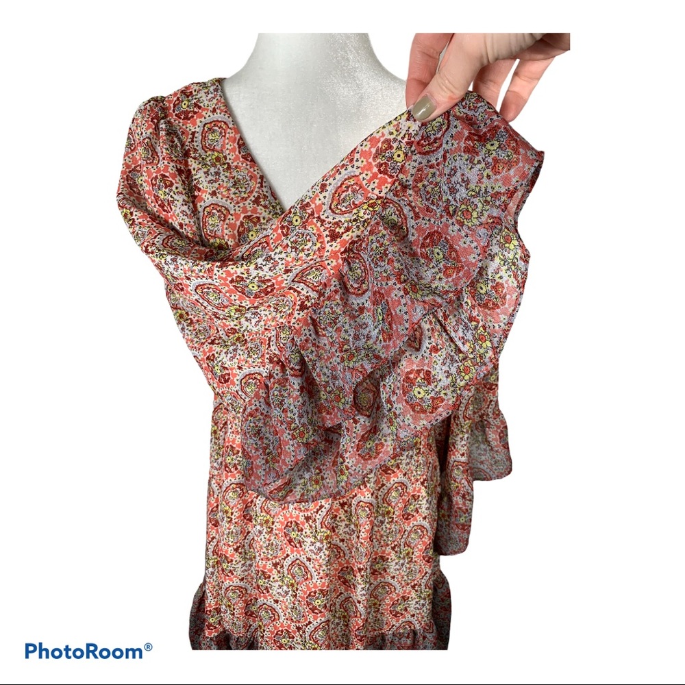 Betsey Johnson Pink Paisley Boho Mini Dress Flutter Sleeve Cottagecore 4 - Picture 7 of 9